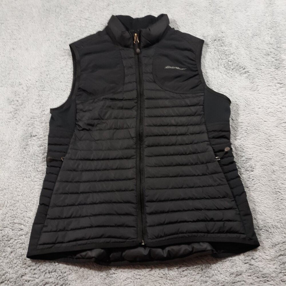 Eddie Bauer Puffer Vest Womens Small Goose Down Ripstop Nylon Black Outdoor